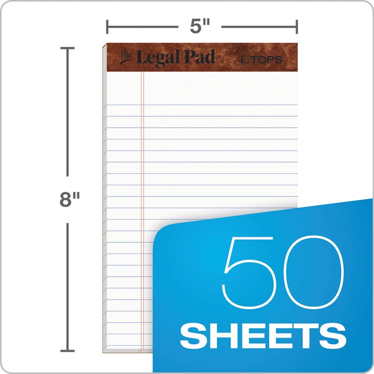 The Legal Pad” Ruled Perforated Pads, Narrow Rule, 50 White 5 X 8 Sheets, Dozen - Image 2