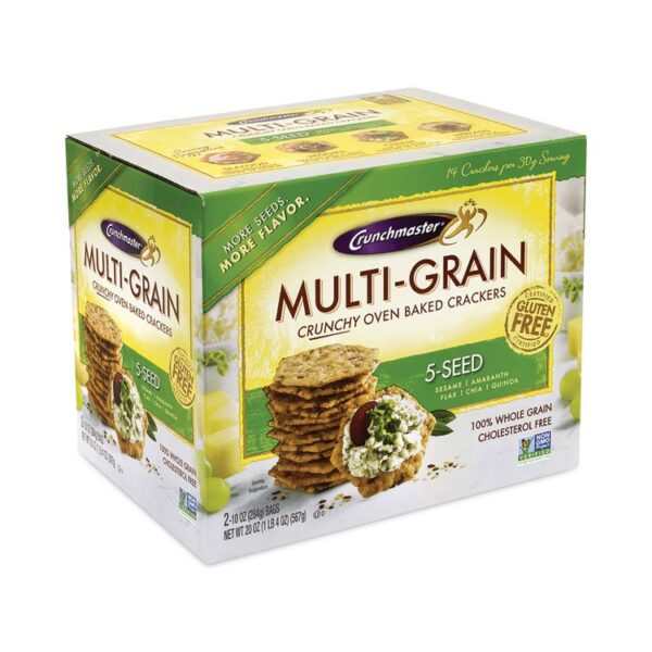 5-Seed Multi-Grain Crunchy Oven Baked Crackers, Whole Wheat, 10 Oz Bag, 2 Bags/box, Ships In 1-3 Business Days - Image 2