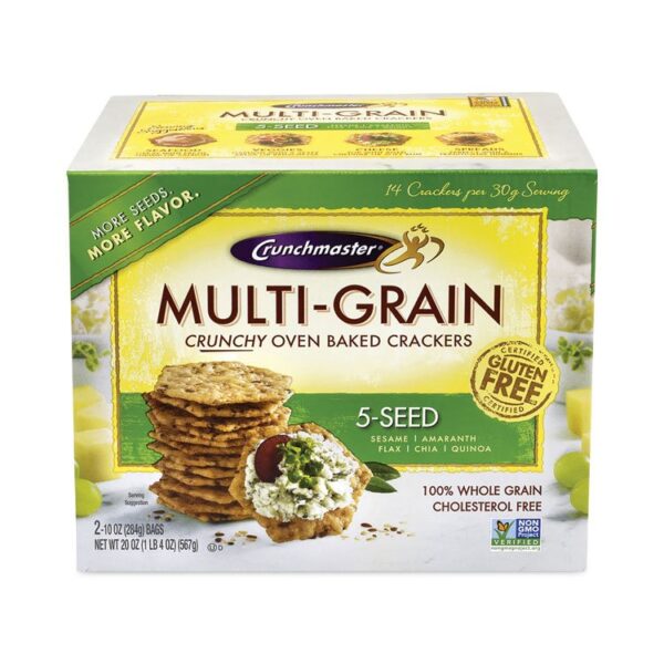 5-Seed Multi-Grain Crunchy Oven Baked Crackers, Whole Wheat, 10 Oz Bag, 2 Bags/box, Ships In 1-3 Business Days